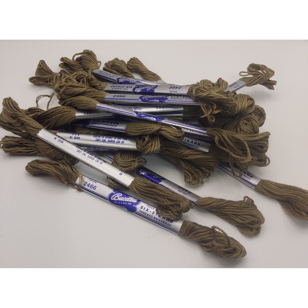 Bucilla Embroidery Floss Thread 2466 Olive Green Craft Lot Sewing 62 skeins